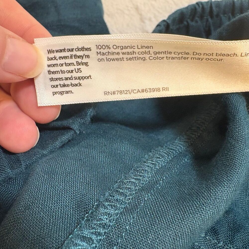 Eileen Fisher Organic Linen Pants Womens 3X Teal NWOT Pull On Cropped Wide Leg - Picture 8 of 9